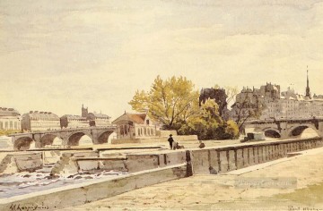 Pont Neuf París Barbizon paisaje Henri Joseph Harpignies Pinturas al óleo